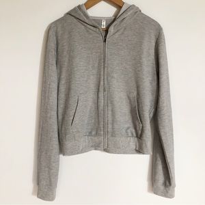 Fabletics Donna Lounge Hoodie M Gray Full Zip Waffle Thermal Knit Hooded Jacket